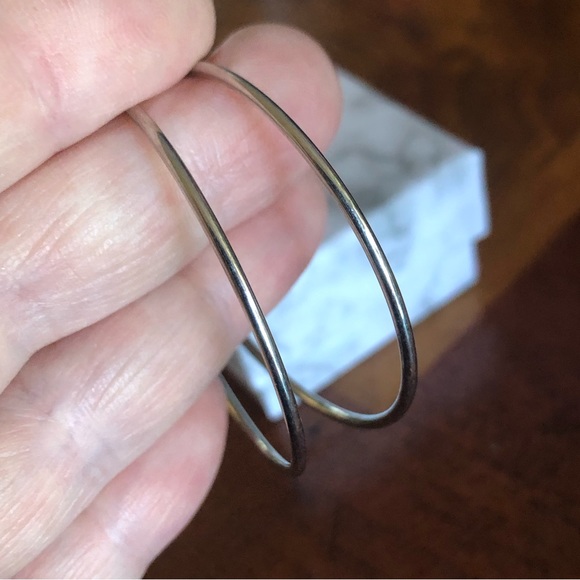 Vintage 80s silver plated hoop earrings - Picture 2 of 4